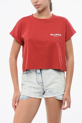 Cropped Fit T-Shirt with Embroidered Logo