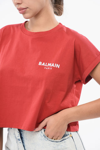 Cropped Fit T-Shirt with Embroidered Logo