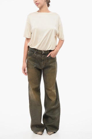 Jeans WANDA Wide Leg In Cotone Spalmato 28cm