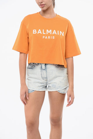 Cropped Fit T-Shirt with Printed Logo
