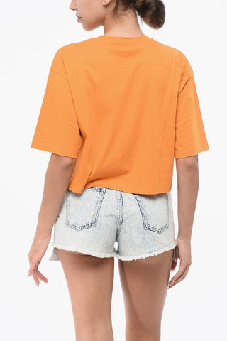 Cropped Fit T-Shirt with Printed Logo