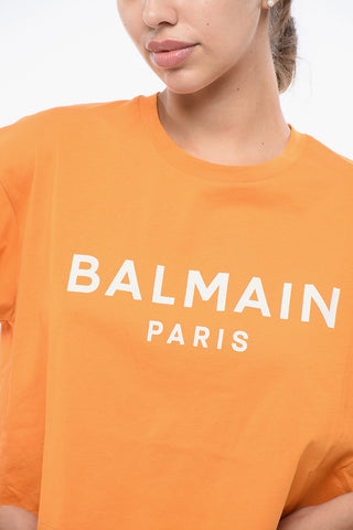 Cropped Fit T-Shirt with Printed Logo