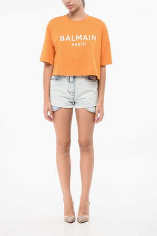 Cropped Fit T-Shirt with Printed Logo