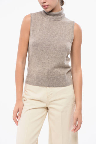 Sleeveless Wool Turtleneck Sweater