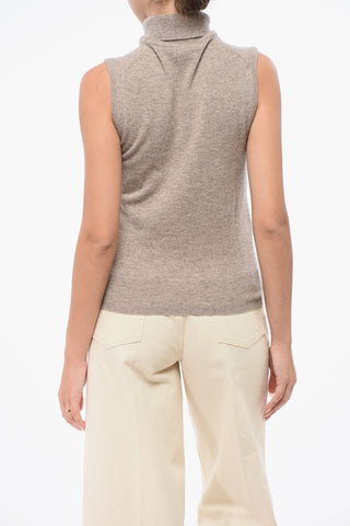 Sleeveless Wool Turtleneck Sweater