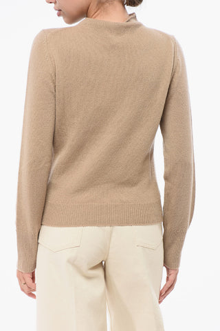 Maglia a Collo Alto in Lana e Cashmere a Tinta Unita