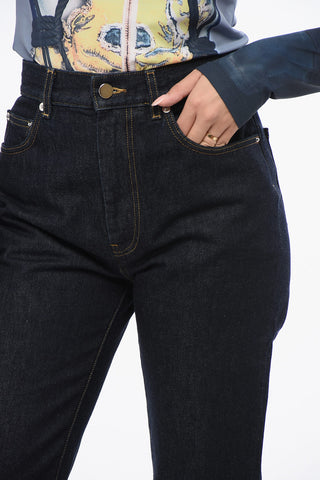Jeans Straight Leg con Cuciture a Vista 17cm