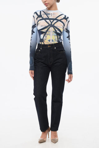 Jeans Straight Leg con Cuciture a Vista 17cm