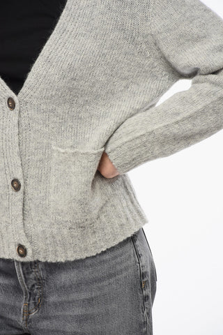 Patch Pockets and V-Neck Cardigan