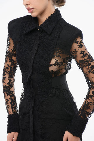 Camicia in Pizzo con Spalline Imbottite