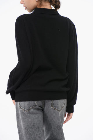 Wool and Cashmere HIGHLAND Sweater with Polo Neck and Golden Buttons