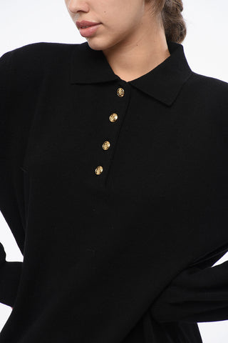 Wool and Cashmere HIGHLAND Sweater with Polo Neck and Golden Buttons
