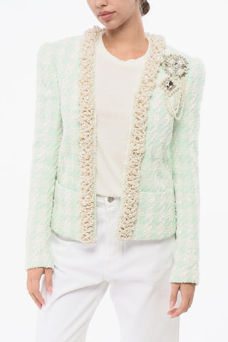 Tweed Blazer SIDE TO SIDE with Decorative Pearls