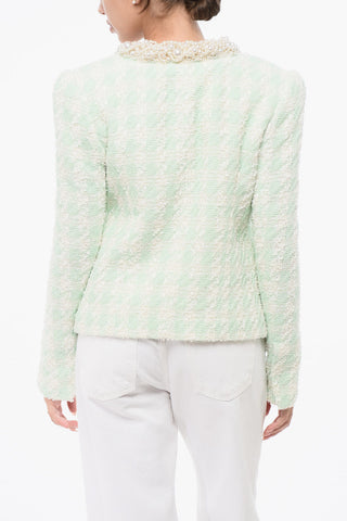 Tweed Blazer SIDE TO SIDE with Decorative Pearls