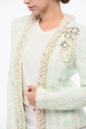 Tweed Blazer SIDE TO SIDE with Decorative Pearls