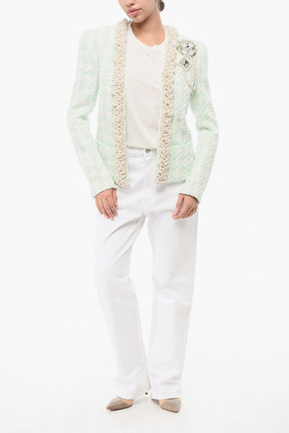 Tweed Blazer SIDE TO SIDE with Decorative Pearls