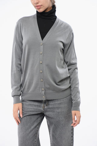 Cardigan in Lana Vergine con Scollo a V