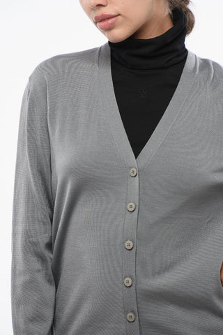 Cardigan in Lana Vergine con Scollo a V