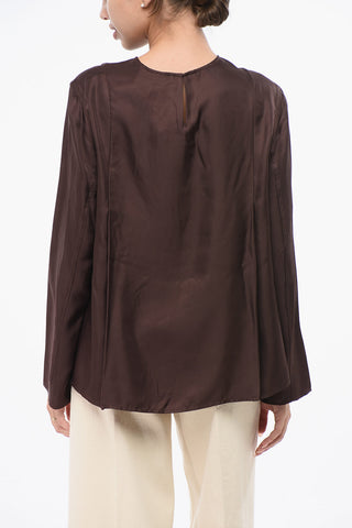 Blusa ADALYN In Twill Seta a Tinta Unita