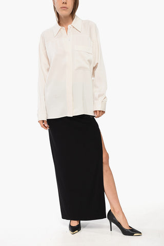 Satin Blouse with Breast Pocket