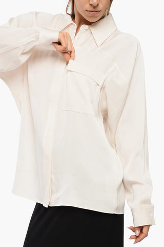 Satin Blouse with Breast Pocket