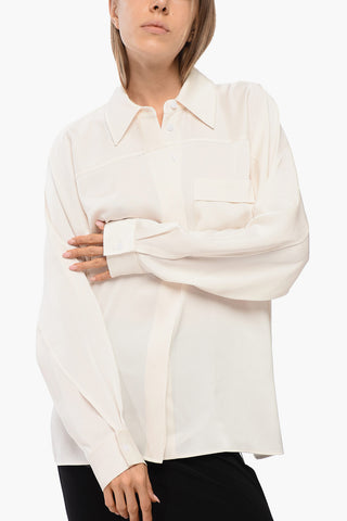 Satin Blouse with Breast Pocket