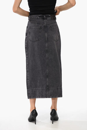 Midi-Rock GREGORIANA aus Denim mit Vintage-Waschung und Frontschlitz