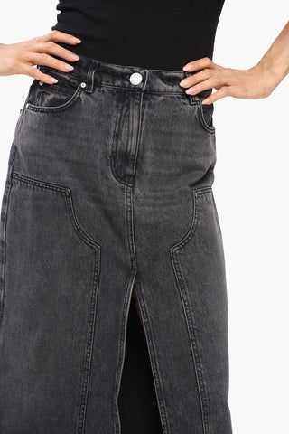 Midi-Rock GREGORIANA aus Denim mit Vintage-Waschung und Frontschlitz