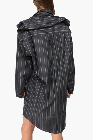 Maxi Chemisier In Popeline di Cotone con Catena