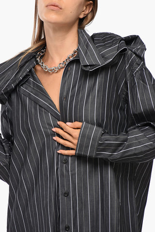 Maxi Chemisier In Popeline di Cotone con Catena