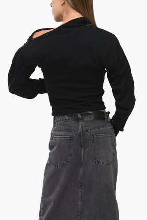 Maglia In Lana Merino con Inserti Zip