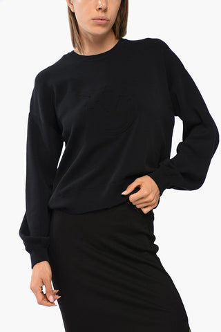 Technical Cotton Blend LOVE BIRDS Crew-neck Sweater with Embossed Detail