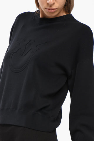 Technical Cotton Blend LOVE BIRDS Crew-neck Sweater with Embossed Detail