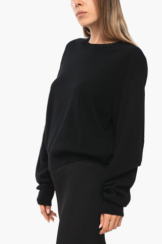 Virgin Wool and Cashmere Crewneck Sweater Solid Color