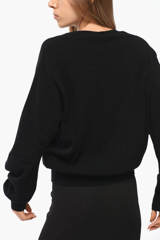 Virgin Wool and Cashmere Crewneck Sweater Solid Color