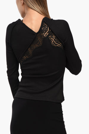 레이스 인서트 긴팔 탑