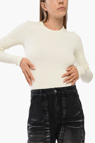 Solid Ribbed Crewneck Sweater ALMA