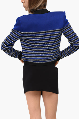 Striped Cardigan Embellished with Sequins