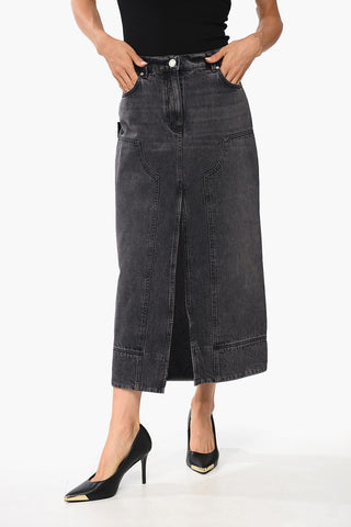 Midi-Rock GREGORIANA aus Denim mit Vintage-Waschung und Frontschlitz