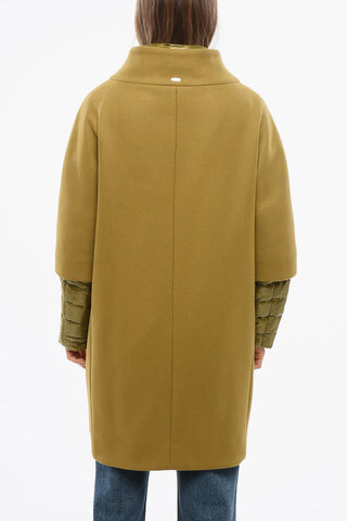 Wool Blend Coat with Removable Quilted Details