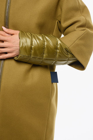 Wool Blend Coat with Removable Quilted Details