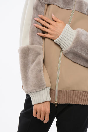 RESORT Stehkragen-Sweatshirt mit Kunstpelz-Einsatz