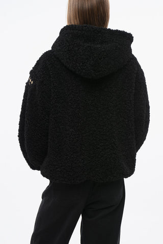 Faux Fur IPAMA Jacket with Hood and Golden Effect Details
