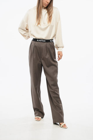 COUTURE! Pantaloni In Lana Vergine con Elastico in Vita