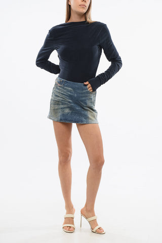 Denim Mini Skirt DE-PRA with Bleached Effect