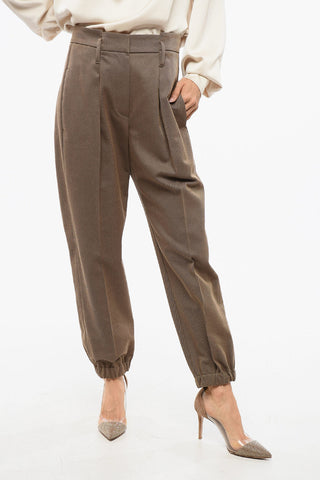 ingle Pleated Gabardine Cotton Pants
