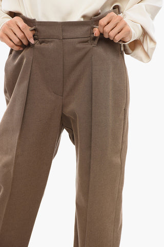 ingle Pleated Gabardine Cotton Pants