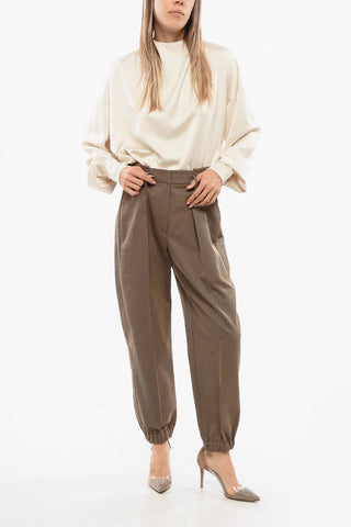 ingle Pleated Gabardine Cotton Pants