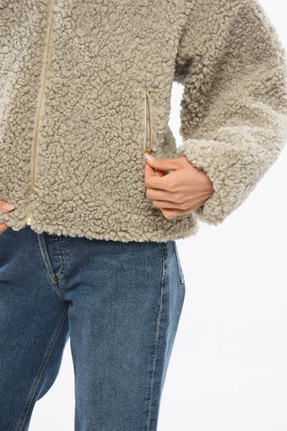 Faux Fur IPAMA Jacket with Hood and Golden Effect Details