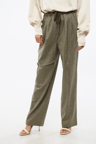 Checked One-Pleat Trousers RIVISTA with Elastic Waist